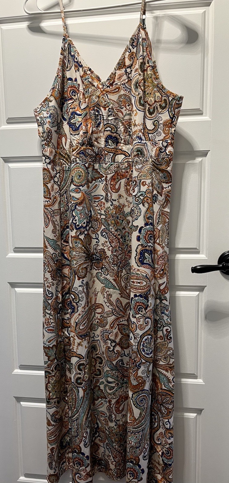 STRAPPY Maxi Dress XL Floral Slits V-NECK CROSS OVER BODICE BABY DOLL