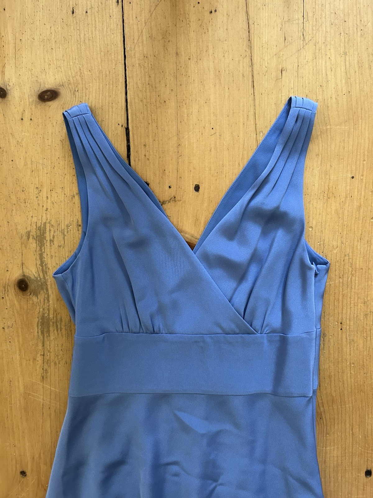 J.CREW Women’s Blue Solid A-Line Dress Size 6 V-Neck Sleeveless 100% Silk Shell