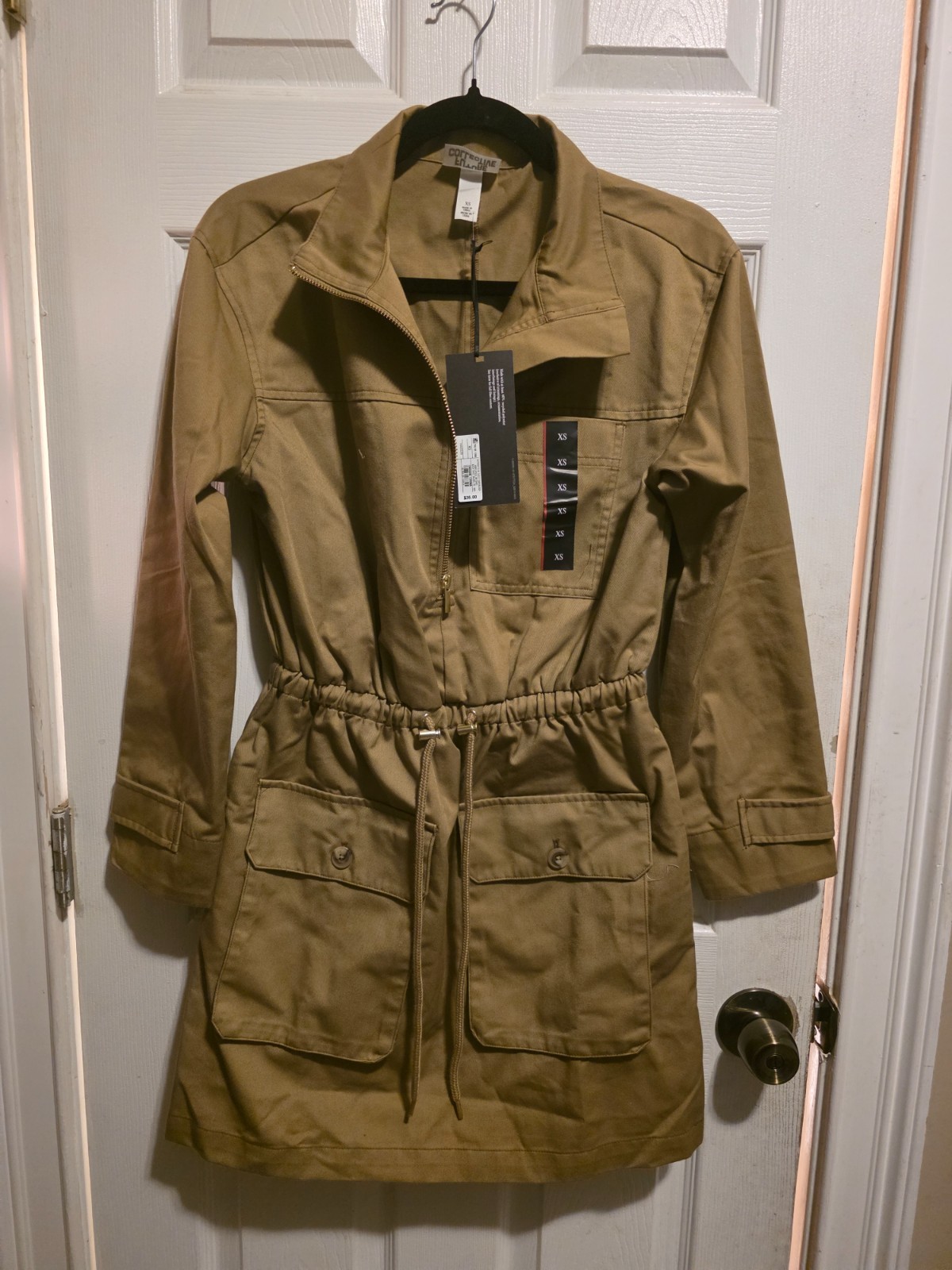 Long Sleeve Utility Mini Dress – Future Collective Khaki X-Small NWT