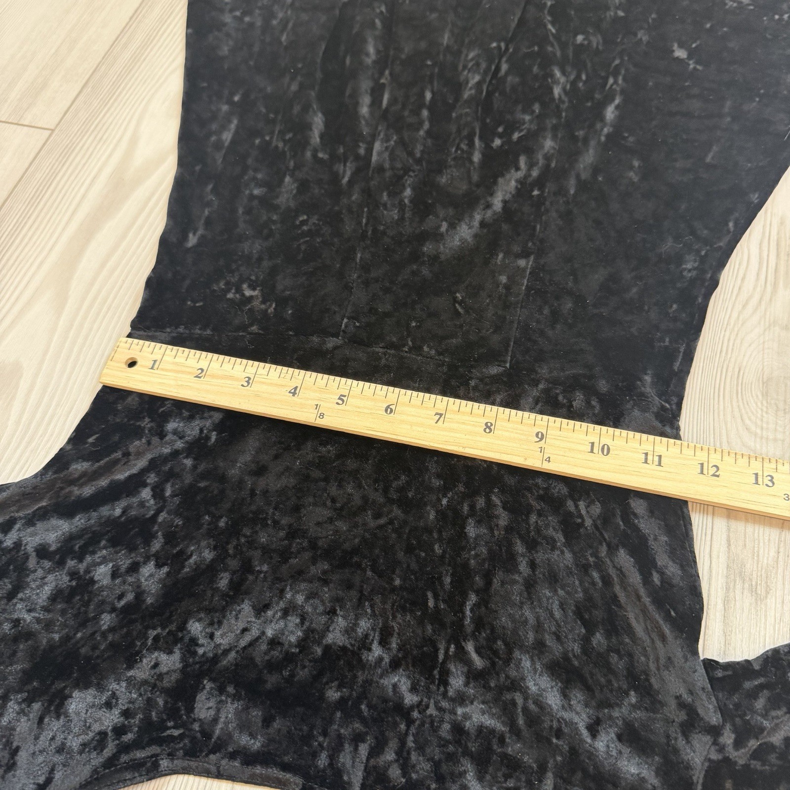 Vintage Tapemeasure Crushed Velvet Long Sleeve Dress Small Black Whimsical Goth