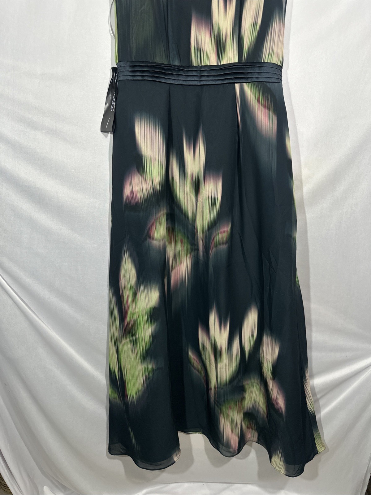 NEW $398 KAY UNGER [ 14 ] Tess Sleeveless A Line Gown in Black Green J1982