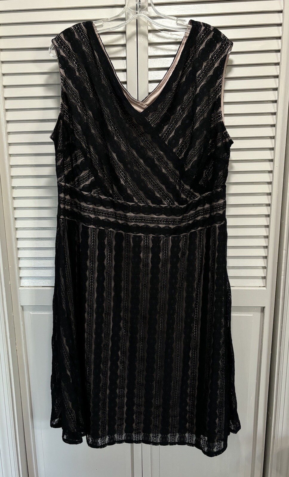 Signature Harper Lace Black Lined Sleeveless Dress Long Size 20W Side Zip
