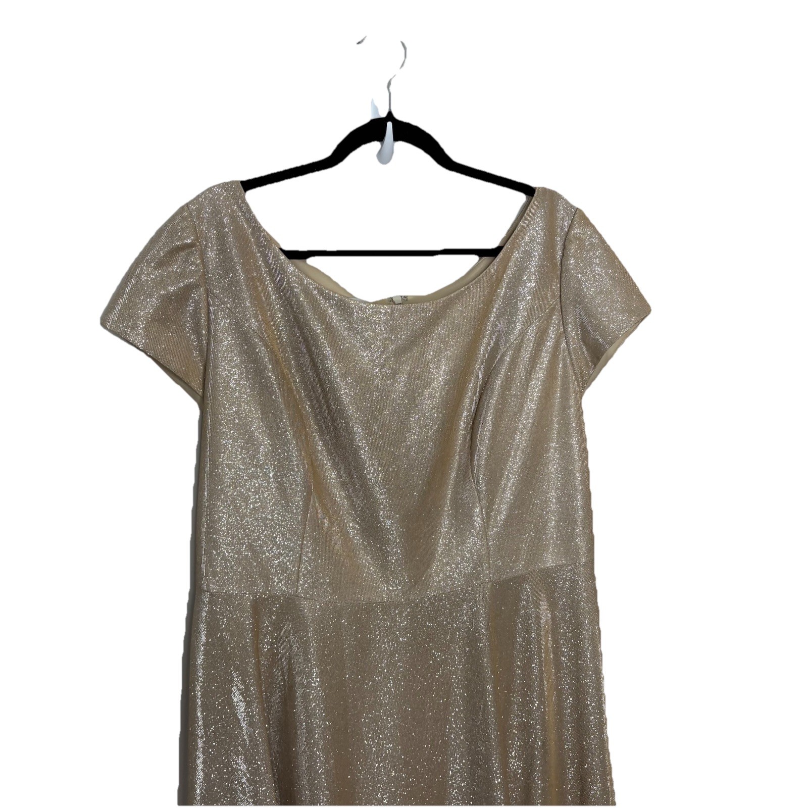 Jules & Cleo Gold Glitter Cap Sleeve Side Split Formal Dress Size 18 Plus Womens