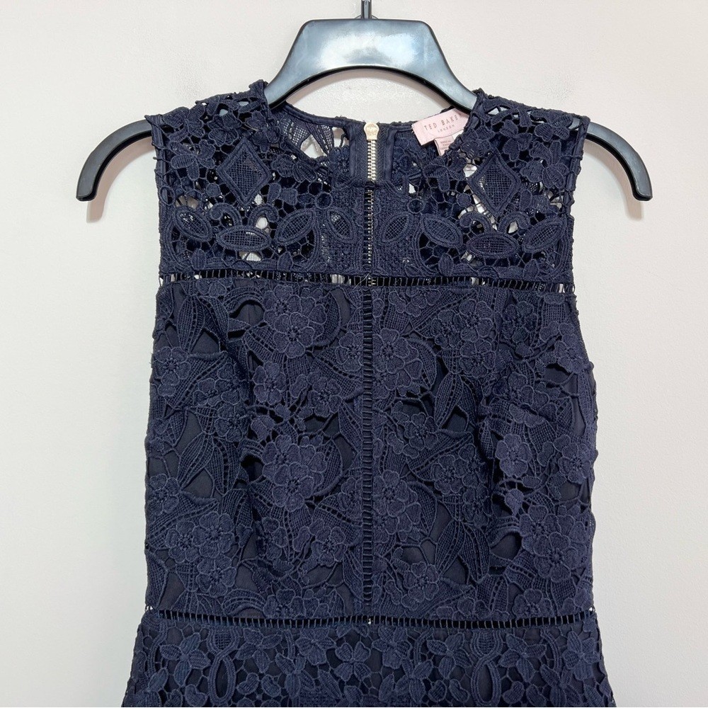 Ted Baker Primrose Sleeveless Lace A-Line Dress in Navy Blue, size 0