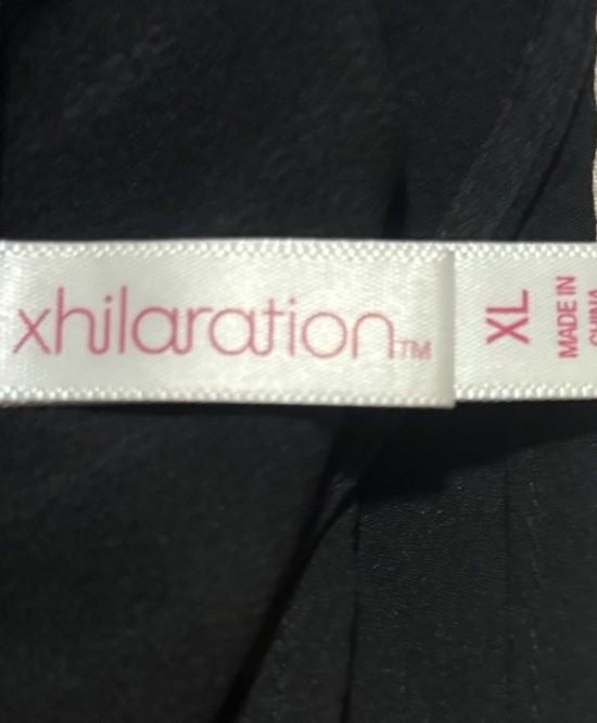 xhilaration XL Black Soft Silky Peek A Boo Top Thirty Seven 37 Inches Long Neck
