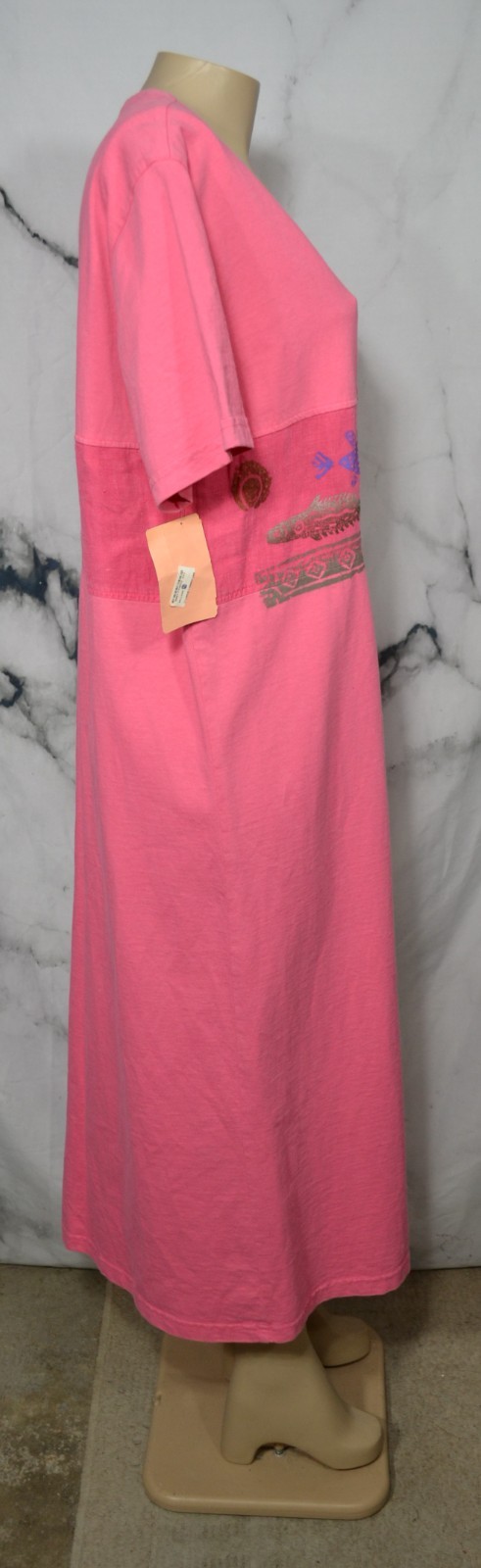 BLUE CACTUS NEW NWT Strawberry Pink Shirt Dress 1X Short Sleeve Buttonfront USA