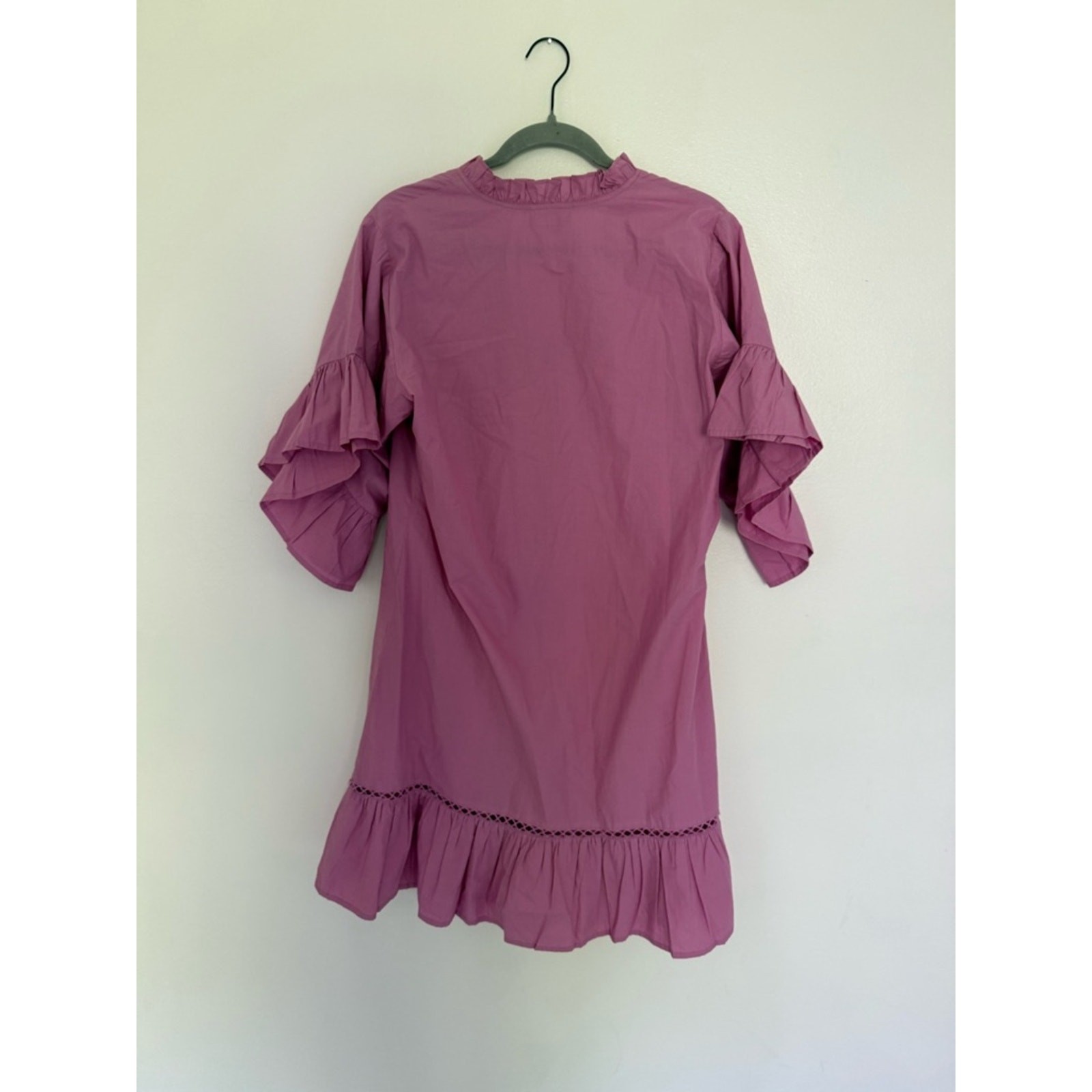 Fitzroy & Willa Dress Soleil Mini Ruffle Sleeve in Azalea Purple Pink