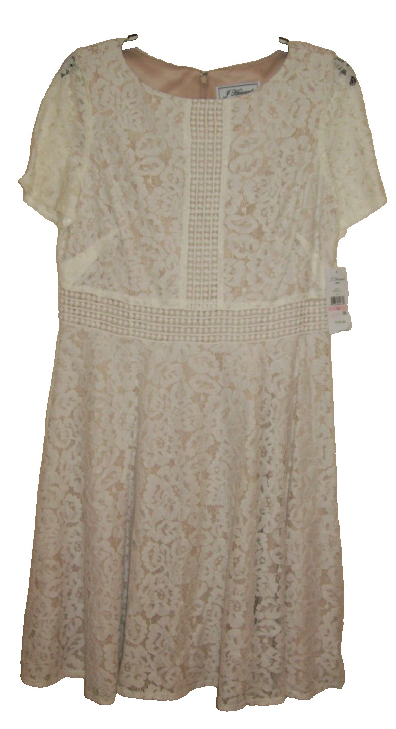 J Howard Lace Dress Sz 10 Fully Lined Back Zippered Ivory BUST 37″ NWT