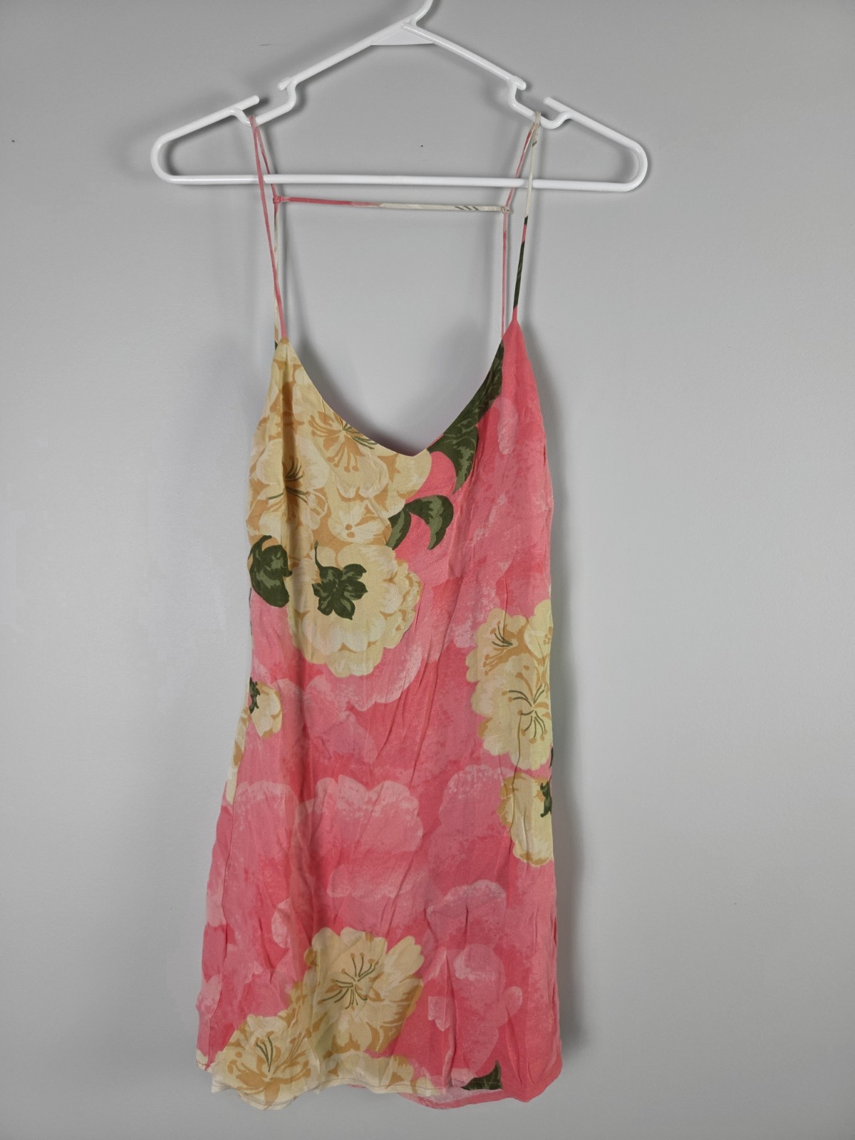 Reformation Hanoi Pink Floral Backless Slip Mini Dress Size Small