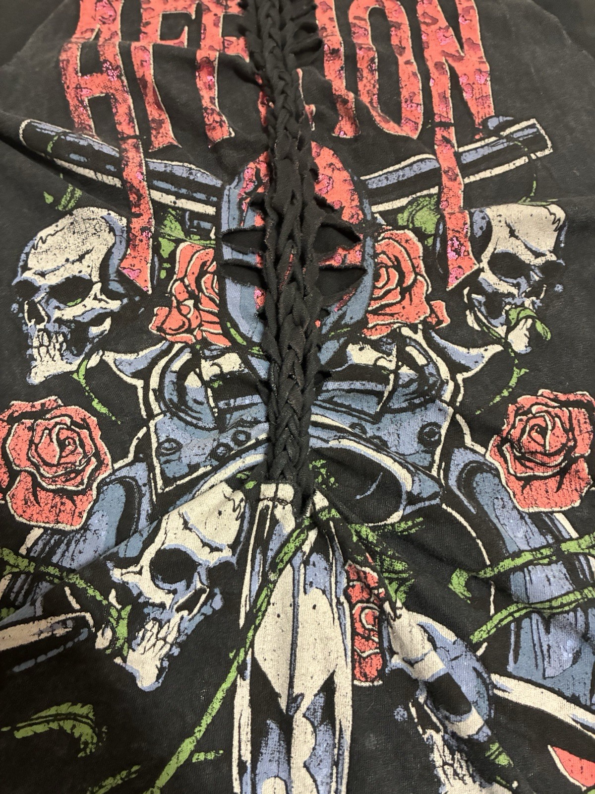 Affliction Skulls and Bones T-Shirt Dress women’s size Medium
