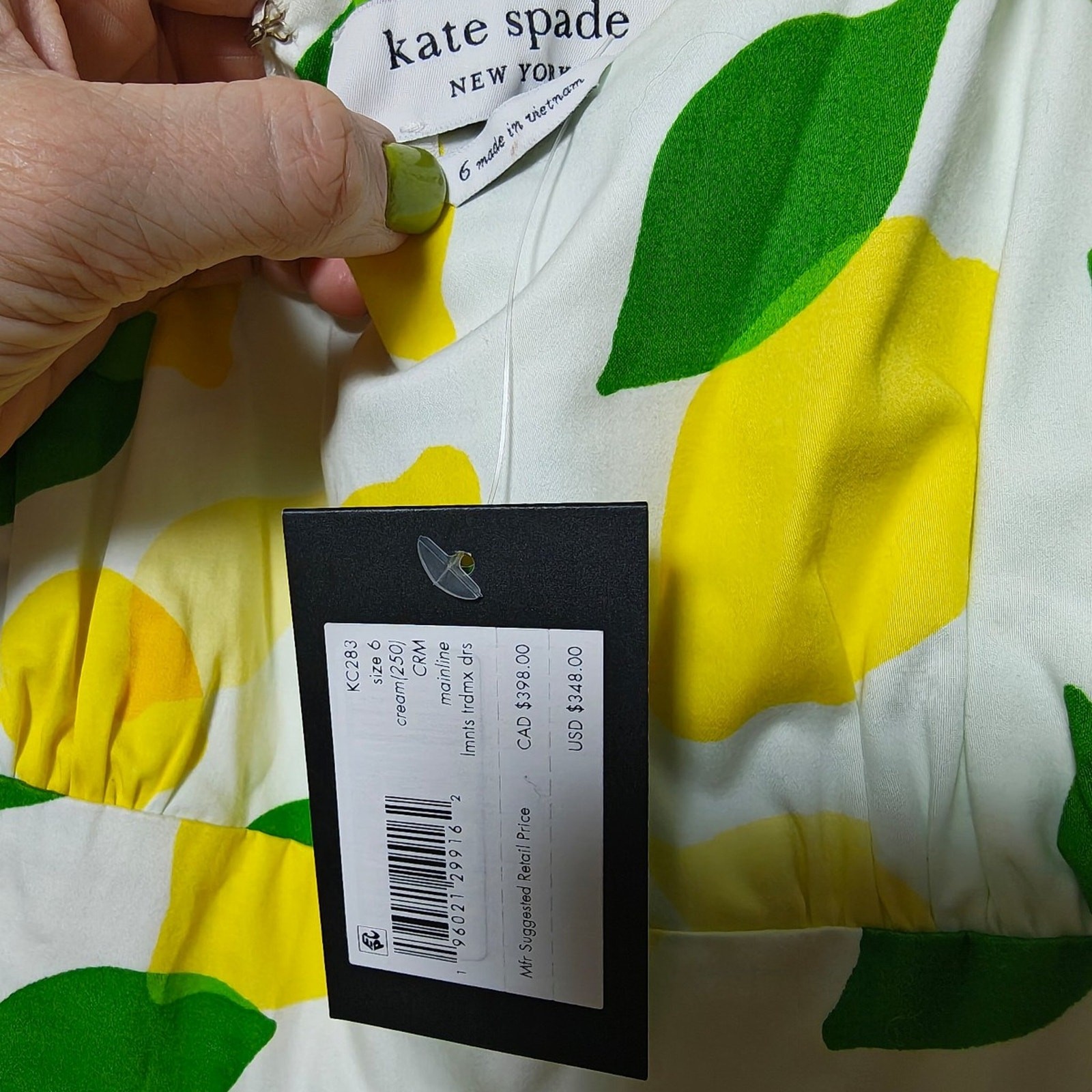 NWT Kate Spade New York Lemon Print Tiered Midi Dress Size 6