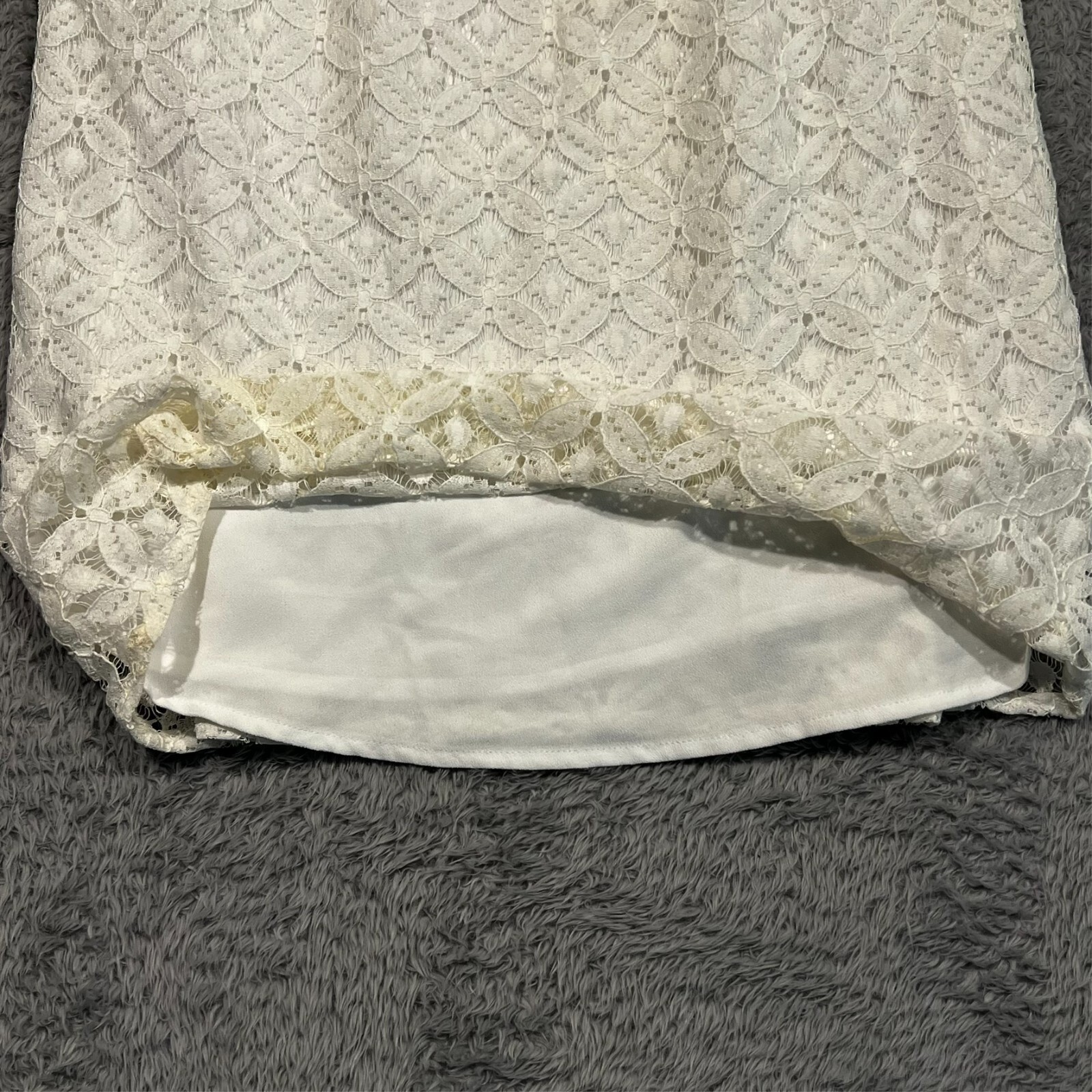 BCBGeneration Lace Cold Shoulder Ruffle Shift Dress Optic White Boho Womens XS