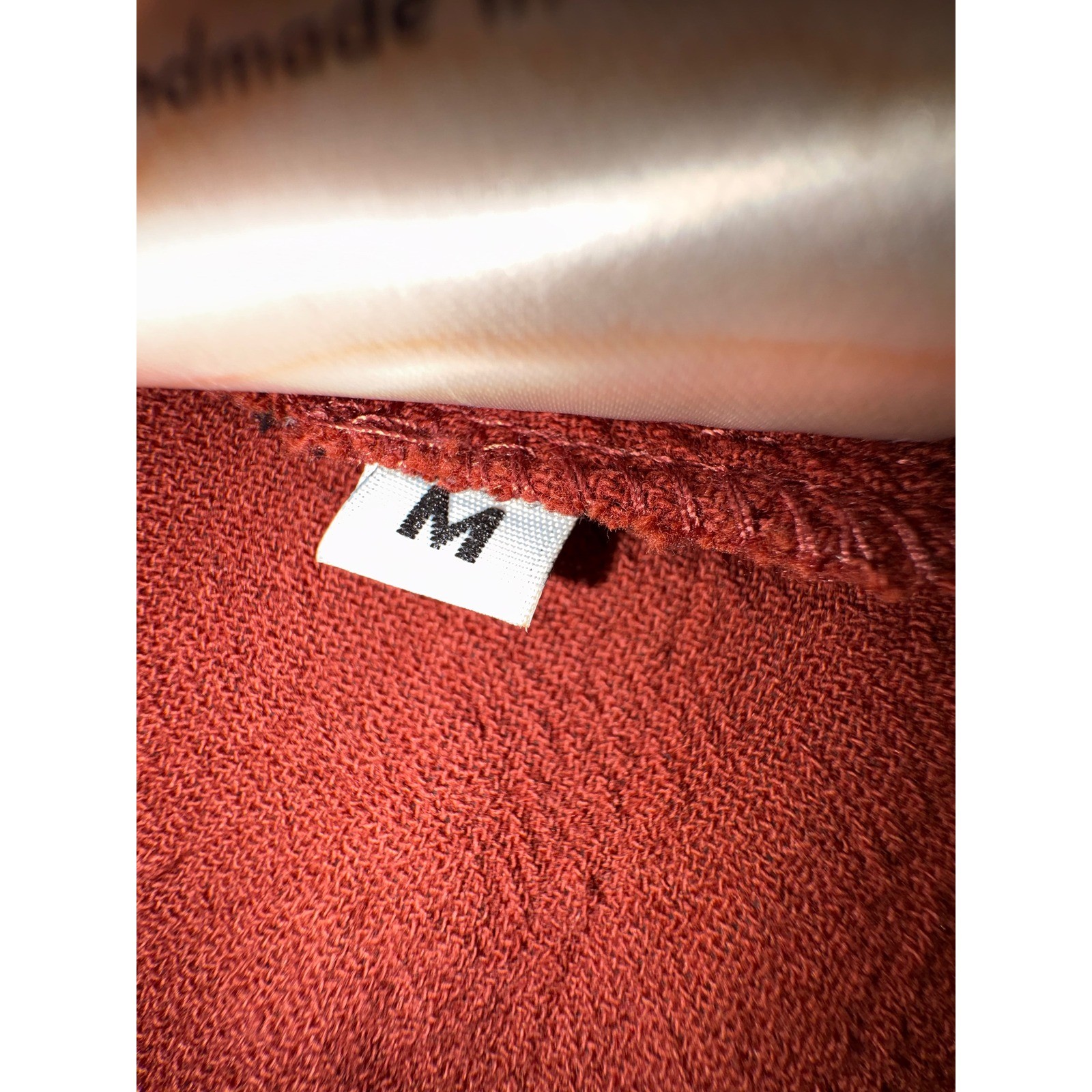 (S) Origin Mexico Rust Brown Artisanal Handmade Wrap Ruffle Midi Dress Womens M
