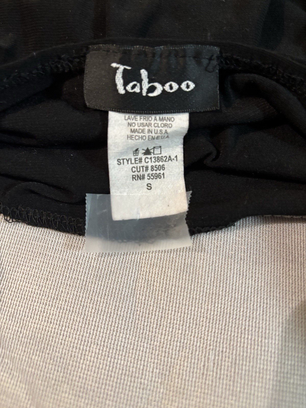 Taboo Dress Spaghetti Strap Leopard Print Top Black Stretchy Back Tie Sz S EUC