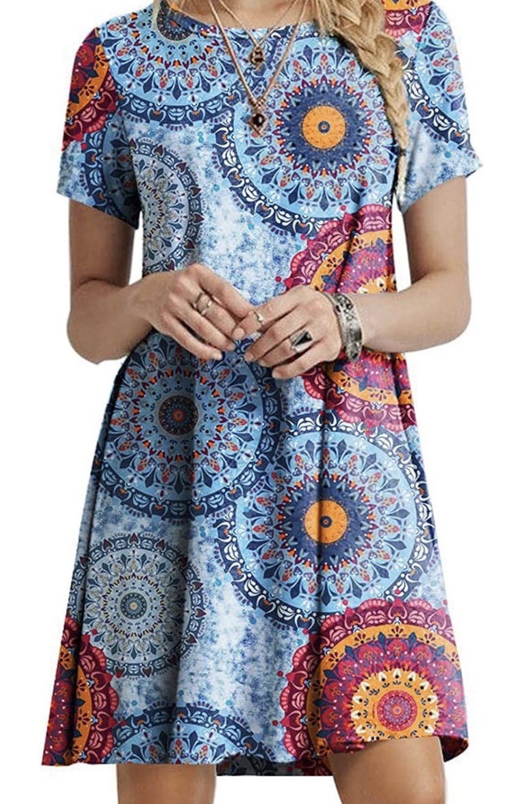 Women’s T Shirt Summer Short Sleeve Casual Swing Dress