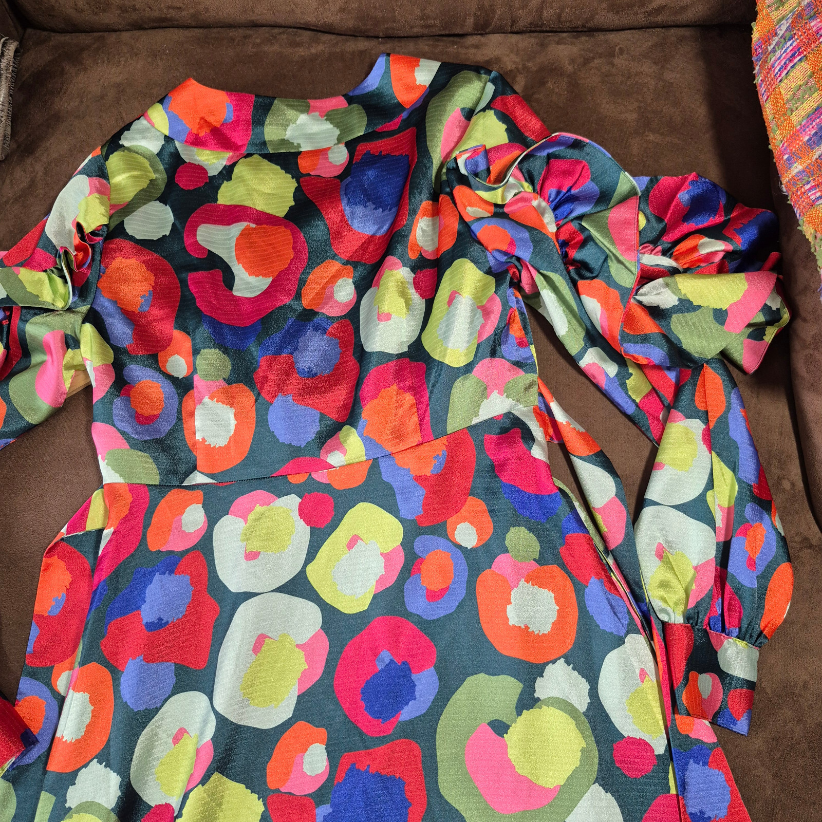 EMILY MCCARTHY MAXI DRESS MULTI COLOR FLORAL GEOMETRIC 52″ TOTAL LENGTH XS