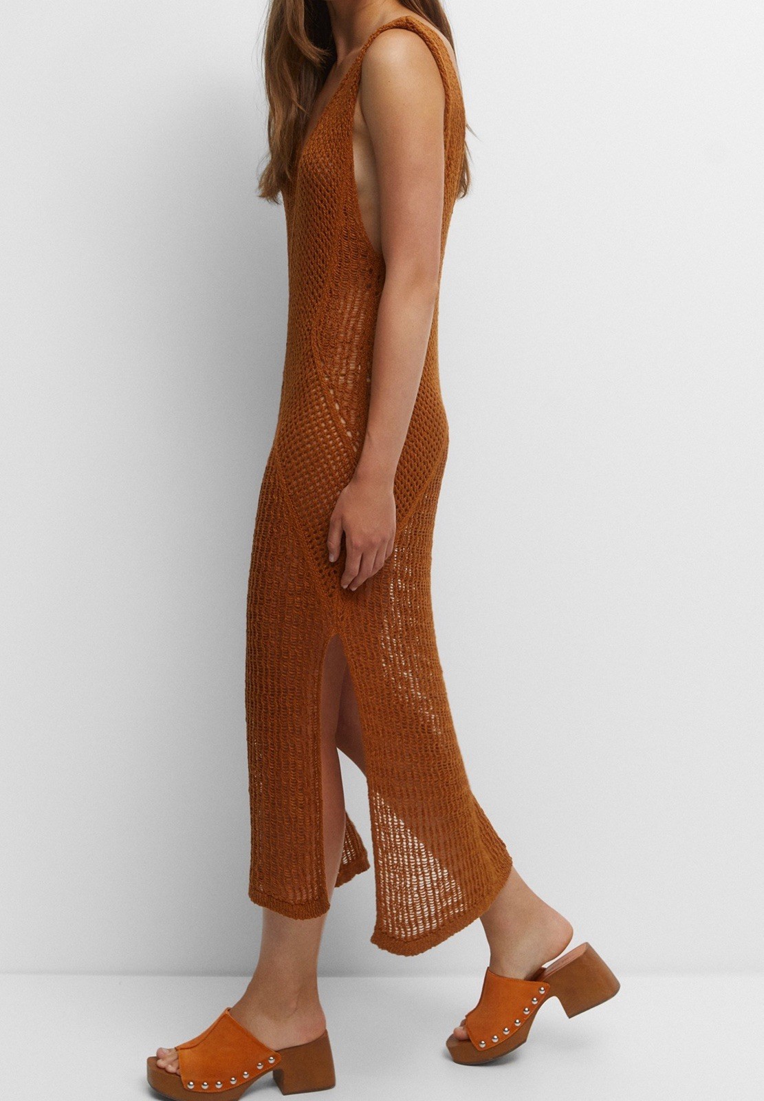 Pull & Bear crochet backless knit maxi beach dress cover up