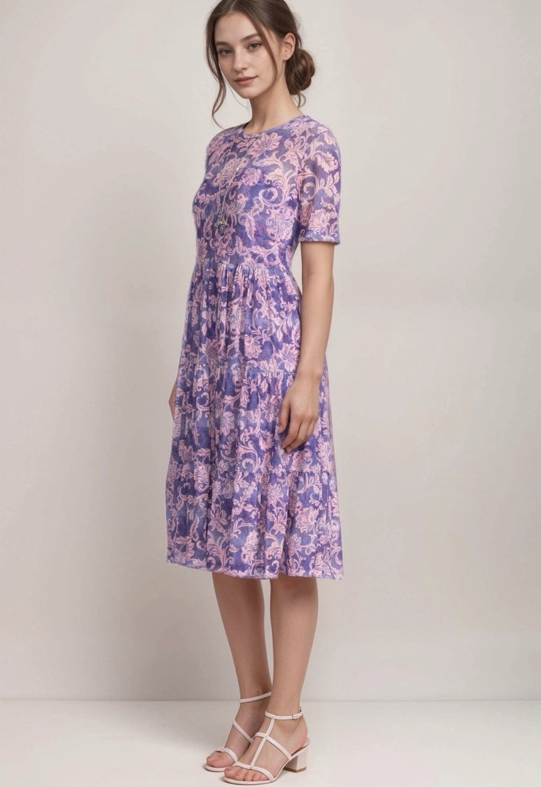 JOHNNY WAS PXL MESH TIERED FLORENTINA DRESS w/ SLIP