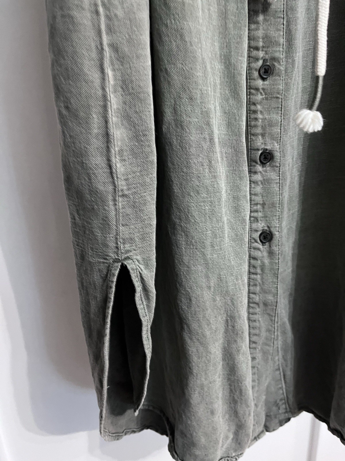 Lucky Brand Olive Green Utility Button Down Midi Shirt Dress Rope Belt Size M