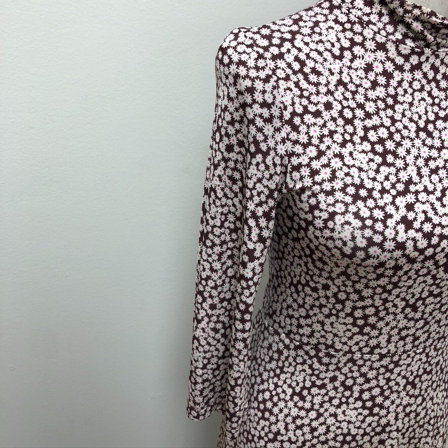 Samsoe Samsoe Fritta Dress Maxi Choco Aster Floral Micro Print Womens XS Retro