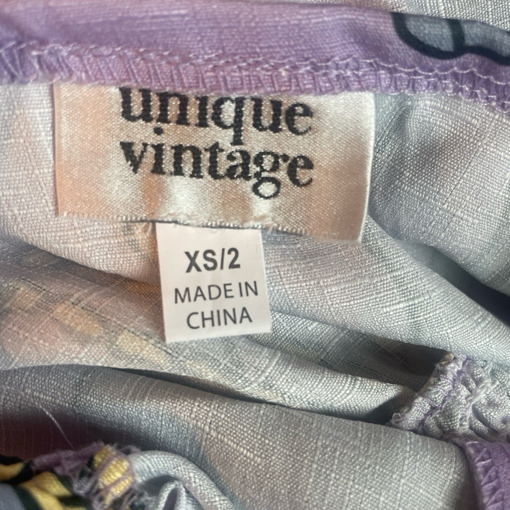 Unique Vintage Purple Giraffe Print Puff Sleeve Maxi Dress XS/2