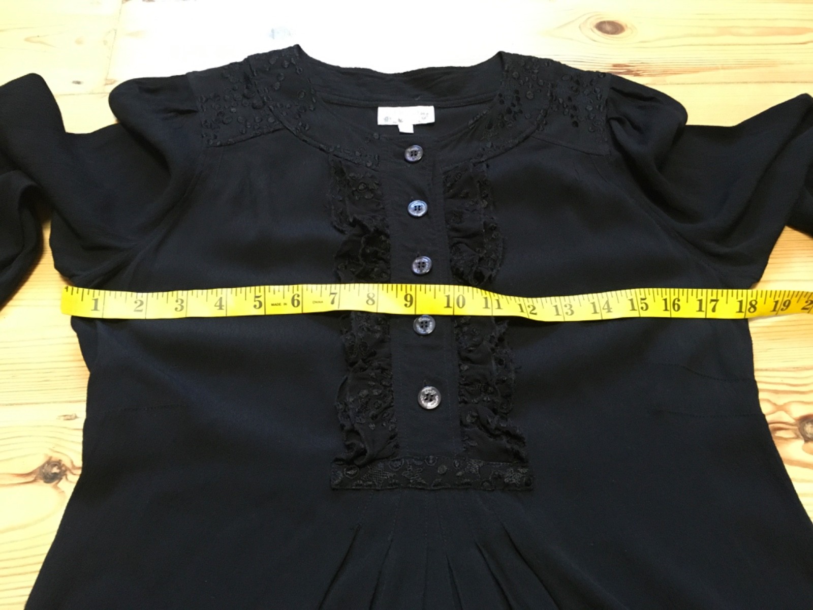 Ghost black viscose crepe dress knee length 3/4 sleeve 10