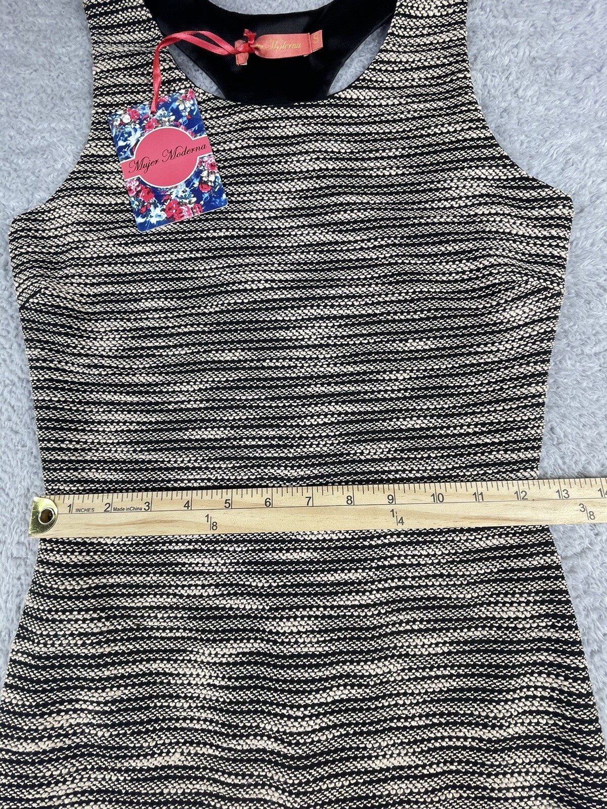 Mujer Moderna NWT Sleeveless Sheath Dress Women’s Size Small Lined Black White