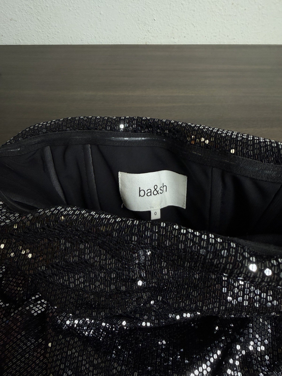 ba&sh Maelle Metallic Dot Sequin Ruched Strapless Mini Dress, Size 0 $345