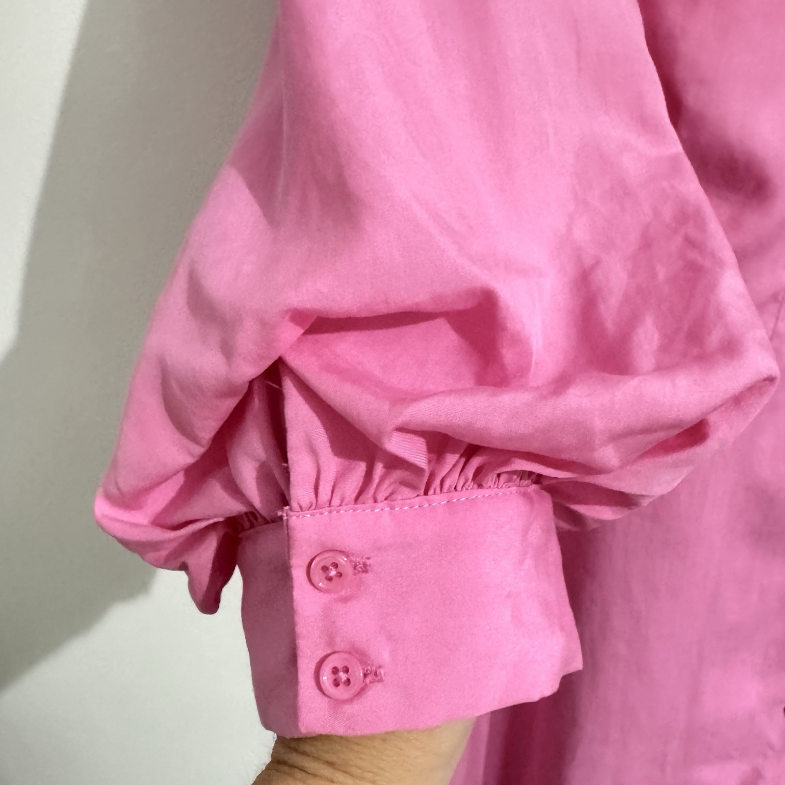 Endless Rose Pink Puff Balloon Sleeve Button Up Shirt Dress Women’s Size Small S