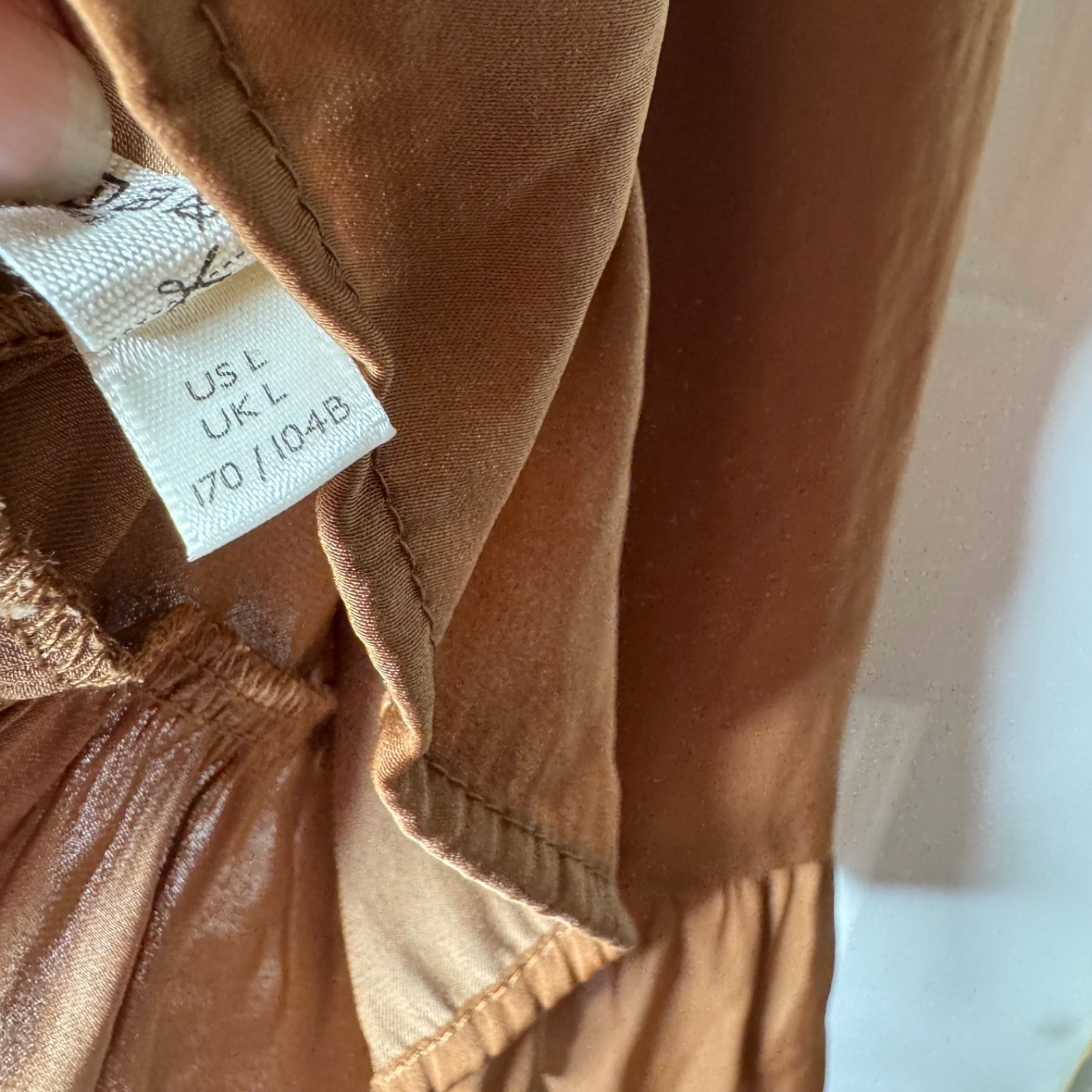 Free People All My Love Shine Mini Wrap Slip Dress Size Large Tan Brown NWT