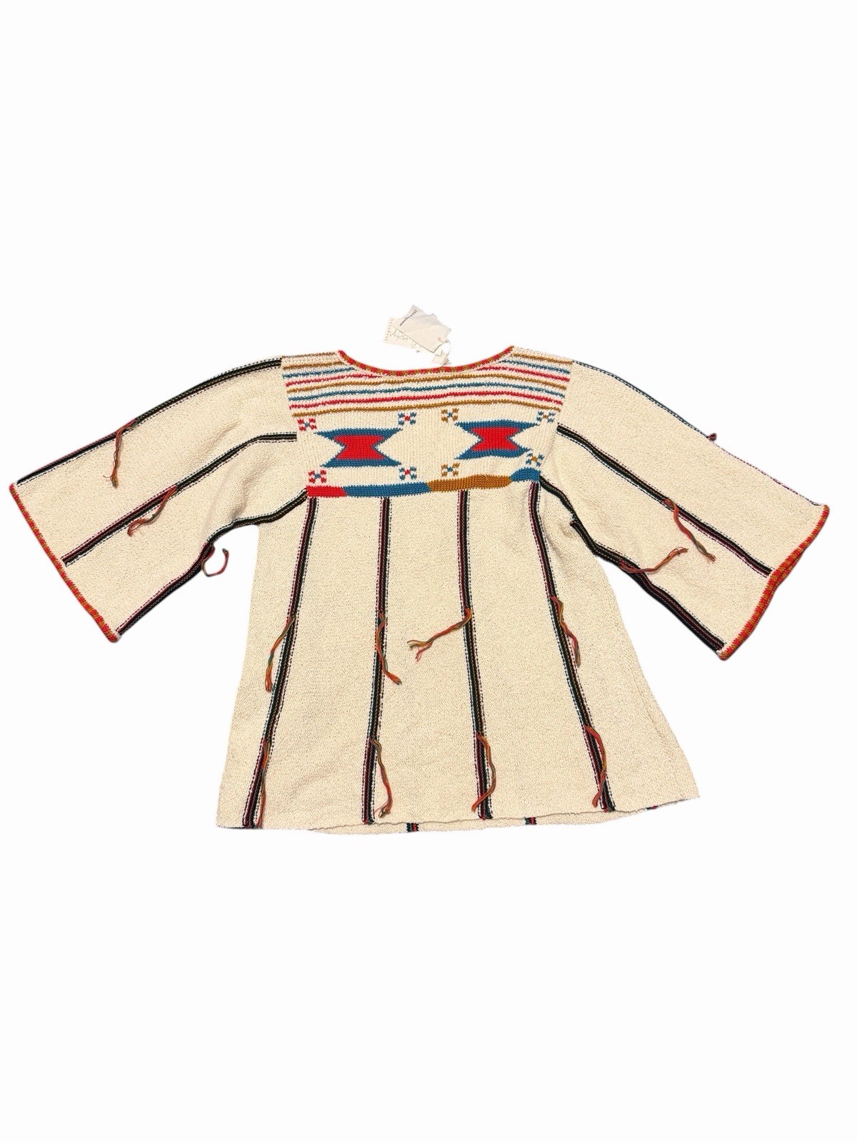 Ulla Johnson Cream Embroidered Boho Dress with Red and Blue Accents.NWT,SZ small