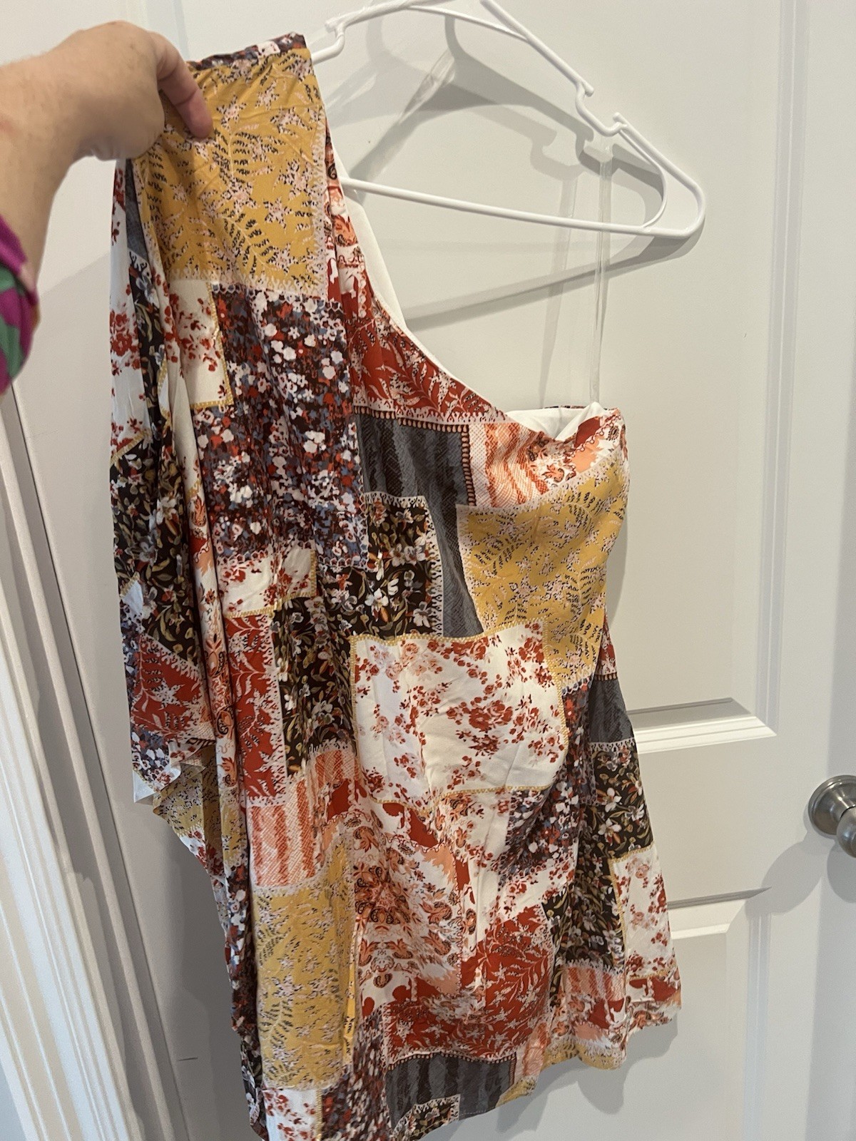 NWT Savanna Jane Patchwork One-Shoulder Dress Size Large