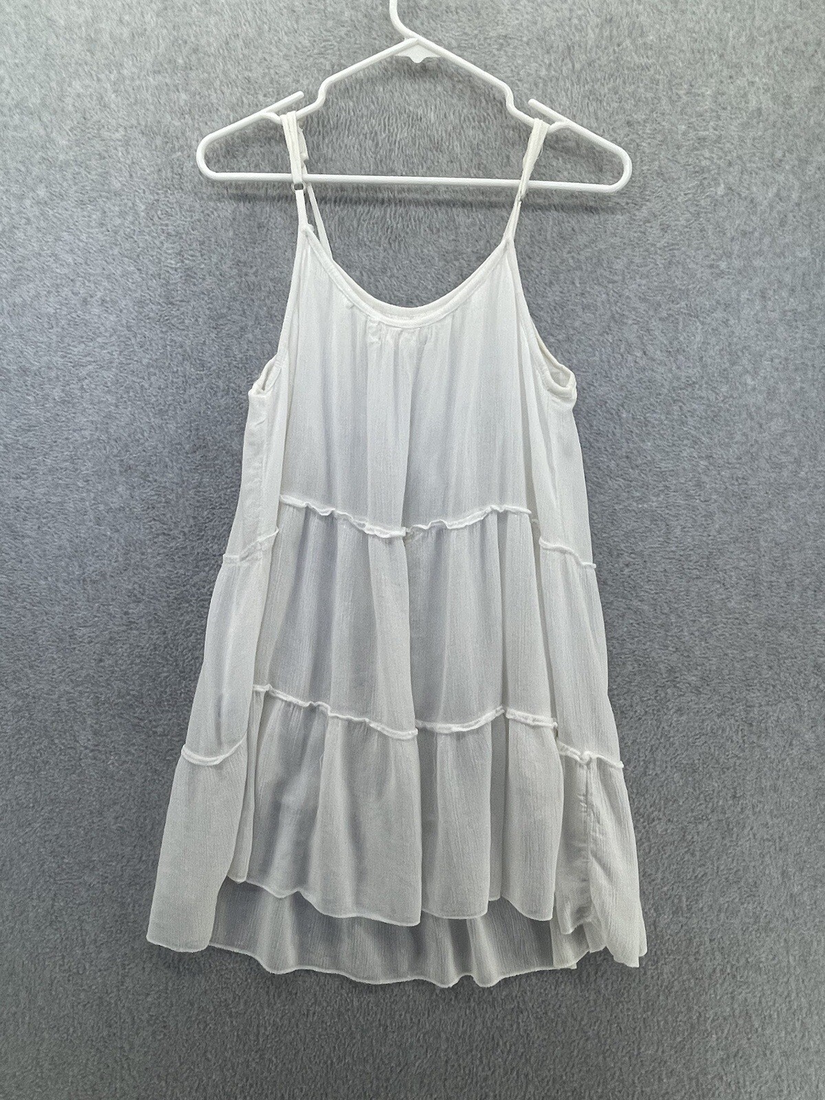 LAGACI Women’s Dress Trapeze Shift Solid White Embroidered Sleeveless Medium