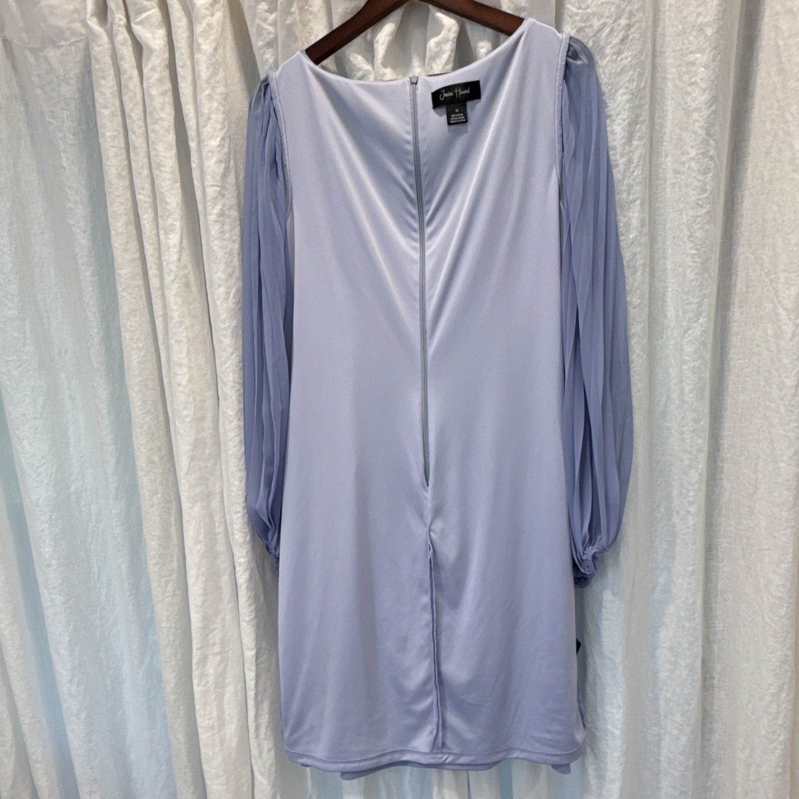 Jessica Howard Lavender/Periwinkle Sheath Dress Pleated Long Sleeve 16