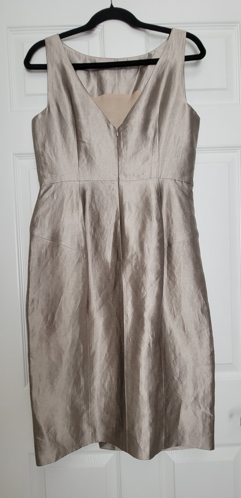 NWT $250 Banana Republic Monogram Metallic Chapagne Gold Sleeveless Sheath Dress