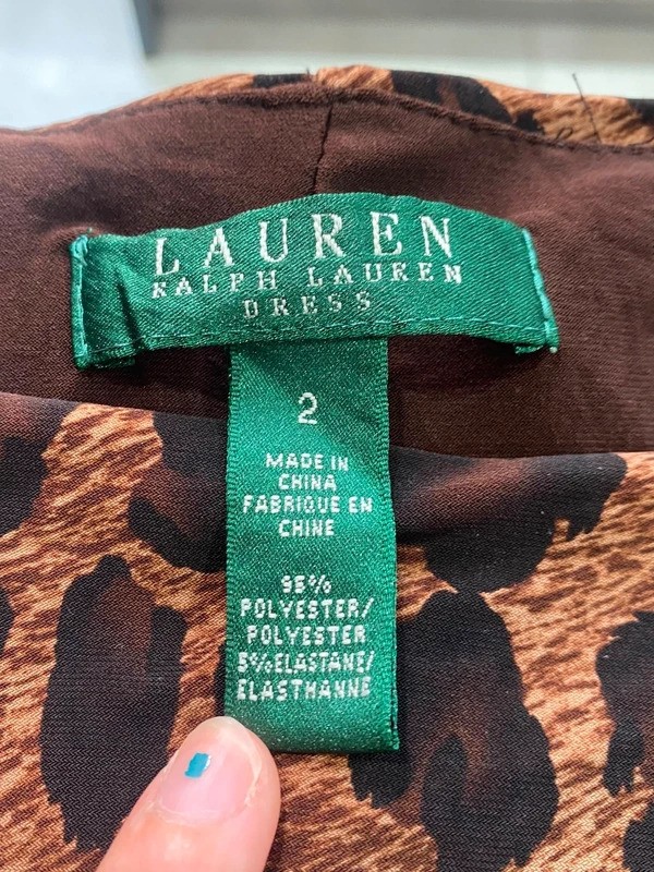Lauren Ralph Lauren Leopard Print Ruched Dress UK6 US2 Animal Print (DR42)