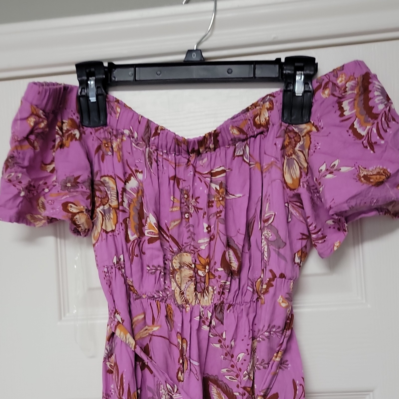 Isabel Maternity by Ingrid & Isabel Maxi Dress M Purple Floral Off Shoulder