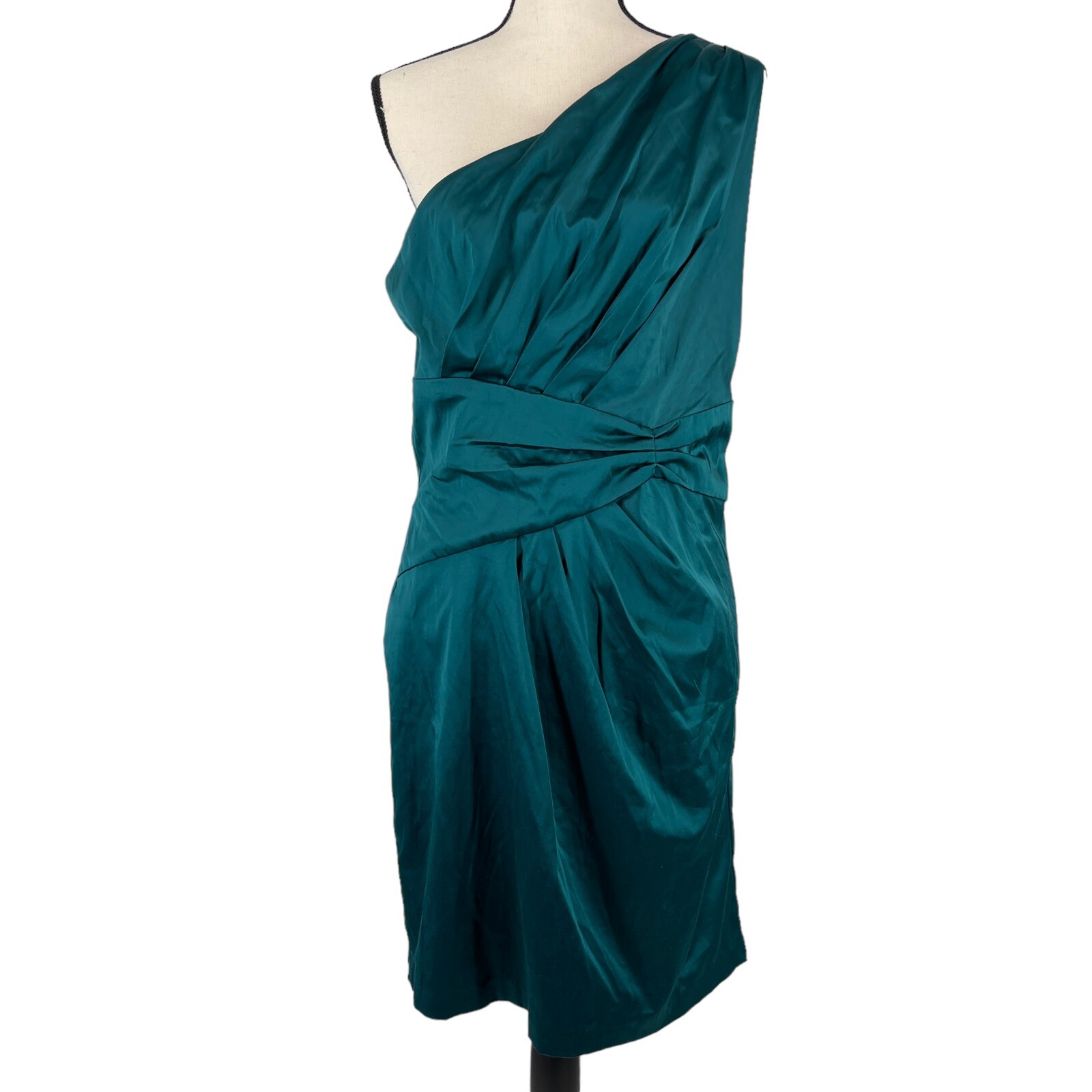 Studio Y 14 Dress Teal Green One Shoulder Satin Dress Formal