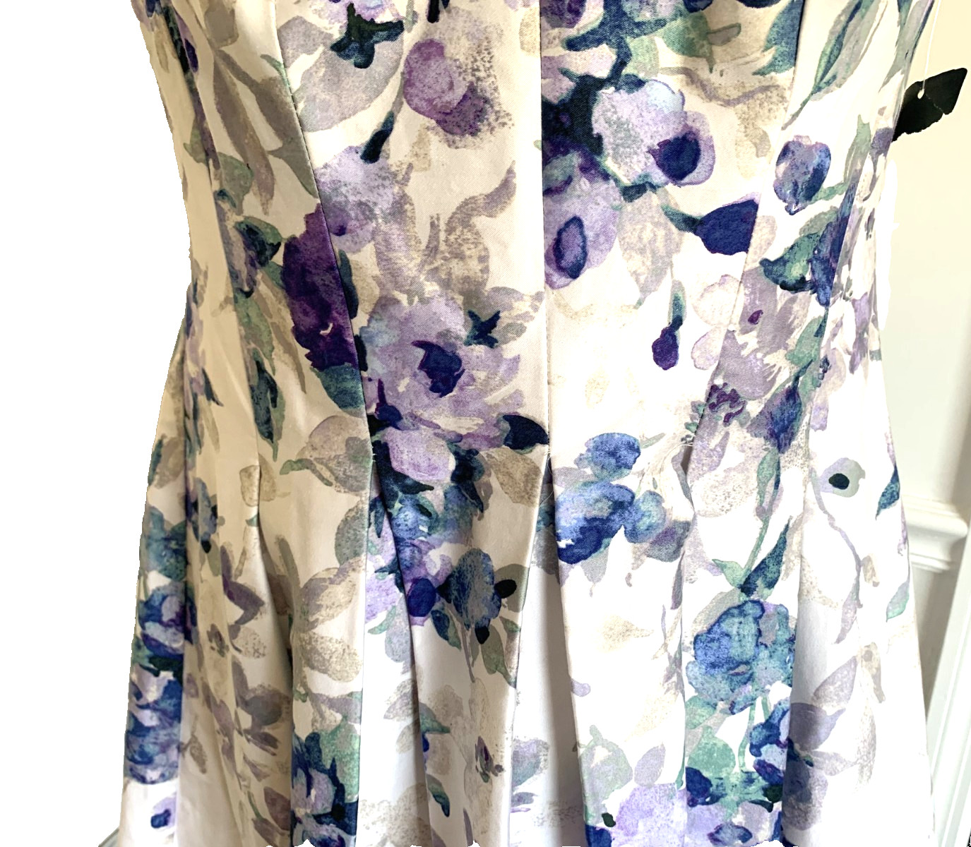NWT RALPH LAUREN Dress White Purple Green Cotton Sleeveless V Neck Zipper 4P