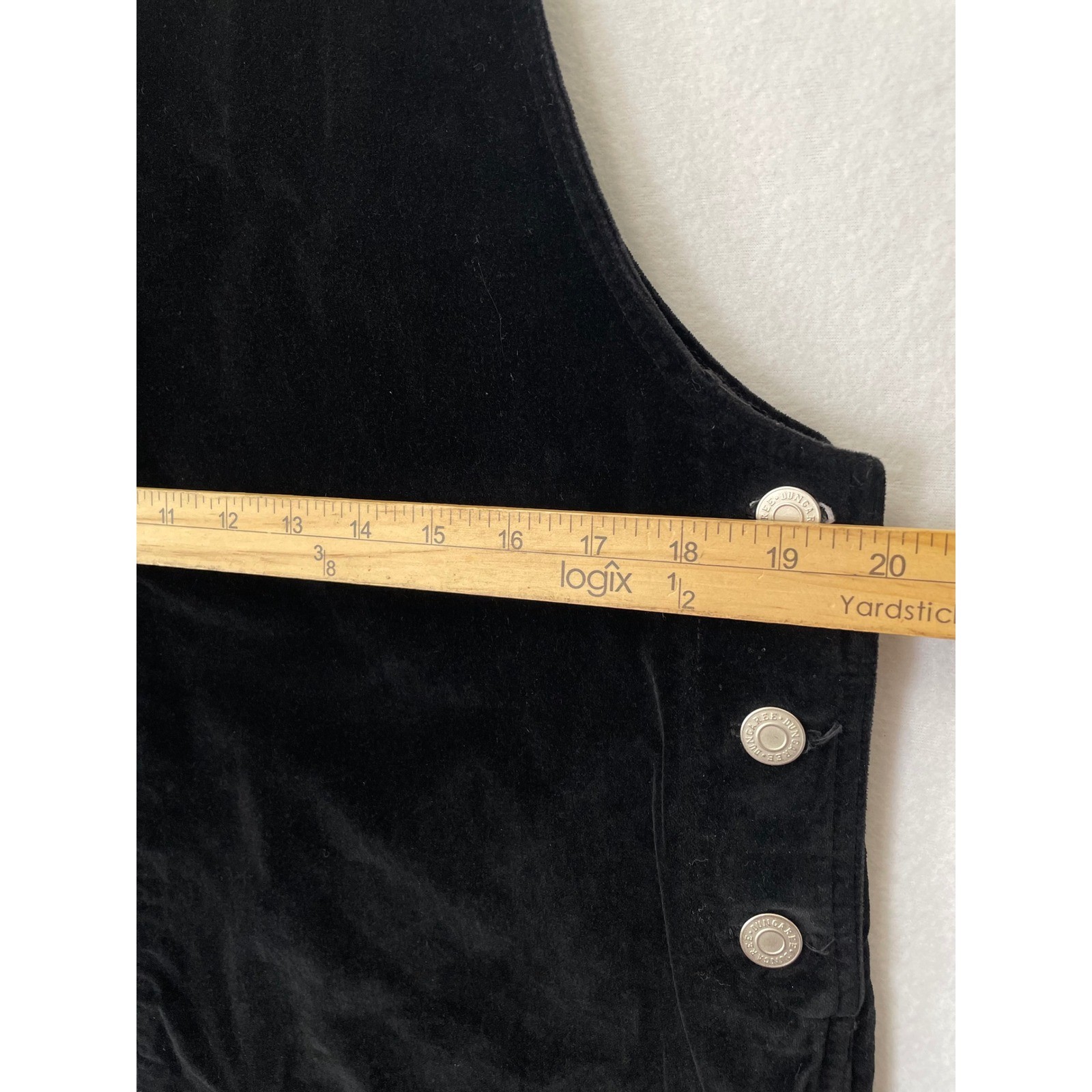 Essentials Style Pinafore Jumper Dress Womens Large Black Corduroy Side Button