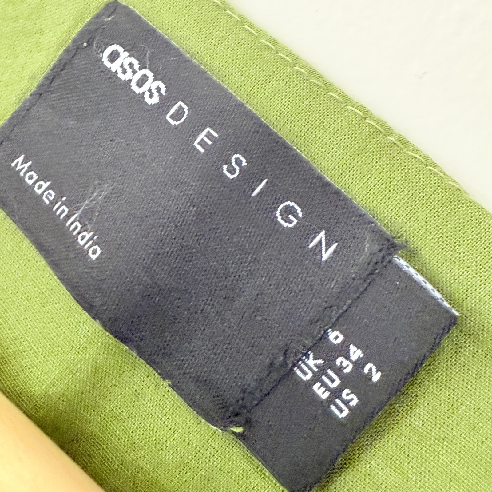 Asos Design Made In India Cotton Linen Green Button Dress