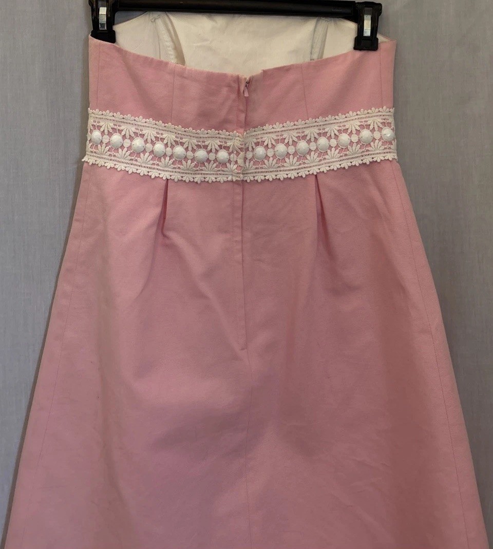 Lillly Pulitzer Betsey Size 6 Faille Powder Pink Strapless Beaded Dress