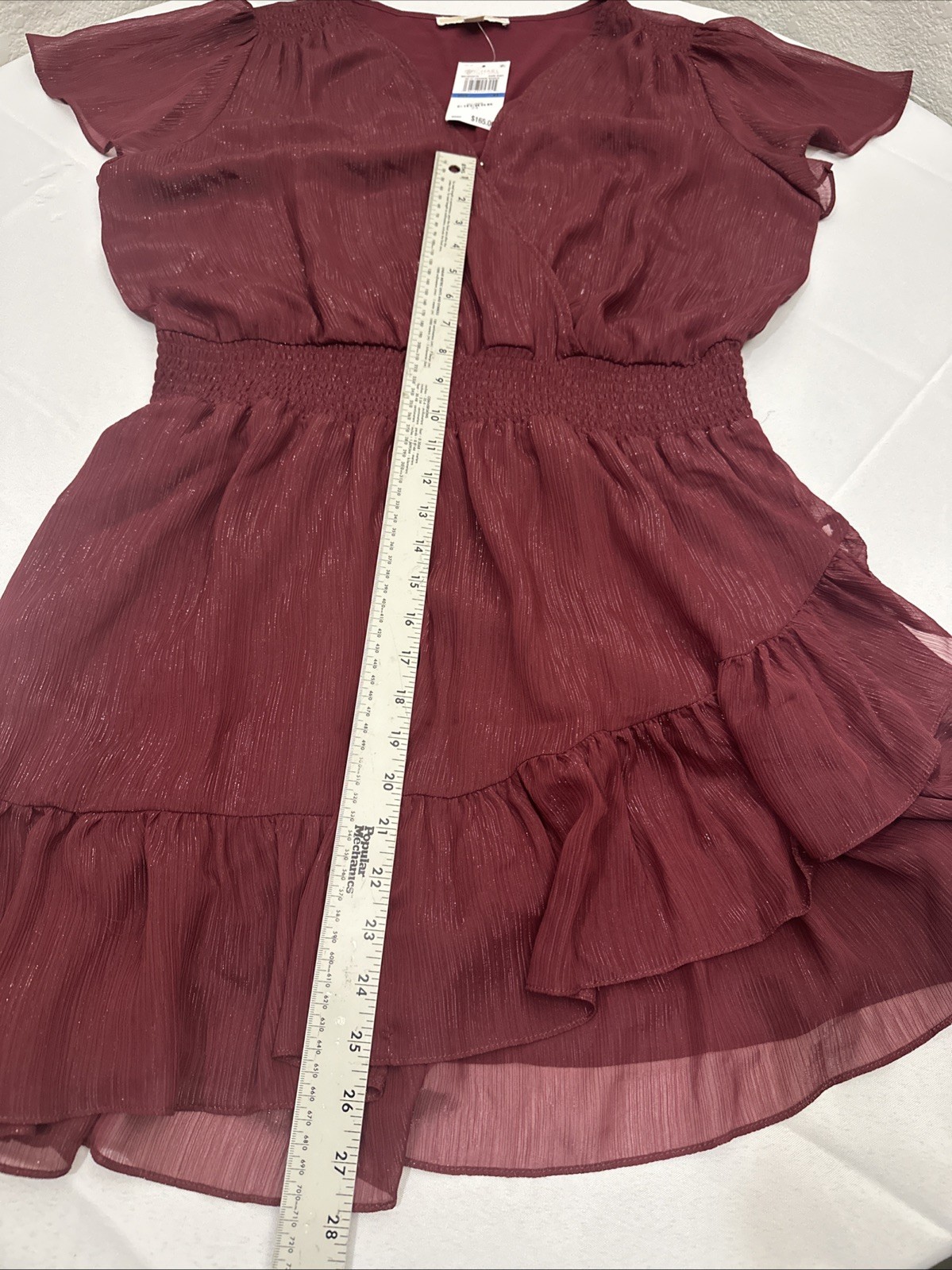 NWT MICHAEL Michael Kors Women’s Shiny Formal Wrap Dress (XL, Dark Ruby) Prom