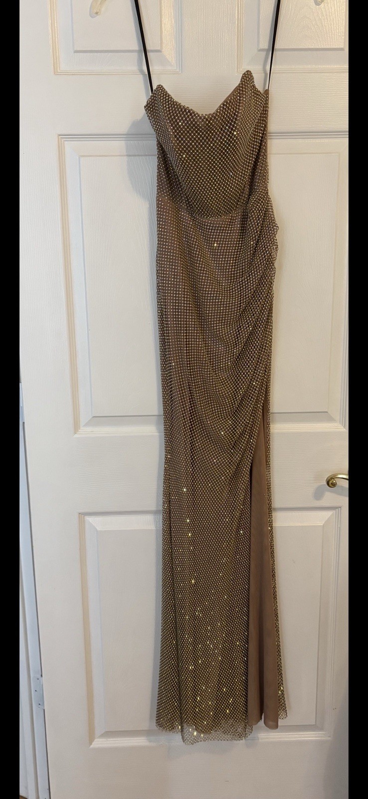 Alyce Paris 61717 Crystal Mesh Strapless Long Nude Formal Gown Size 00