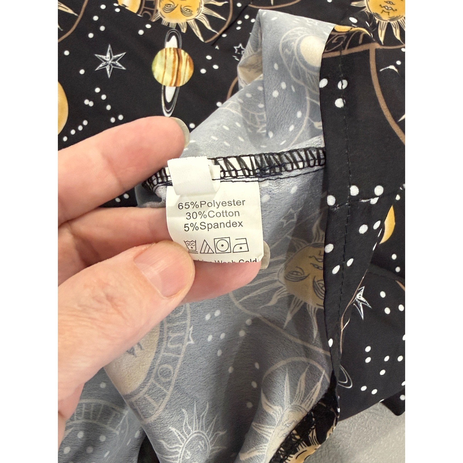 Celestial Sun Moon Star Print Button Front Cami Dress sz S Whimsigoth y2k 90s