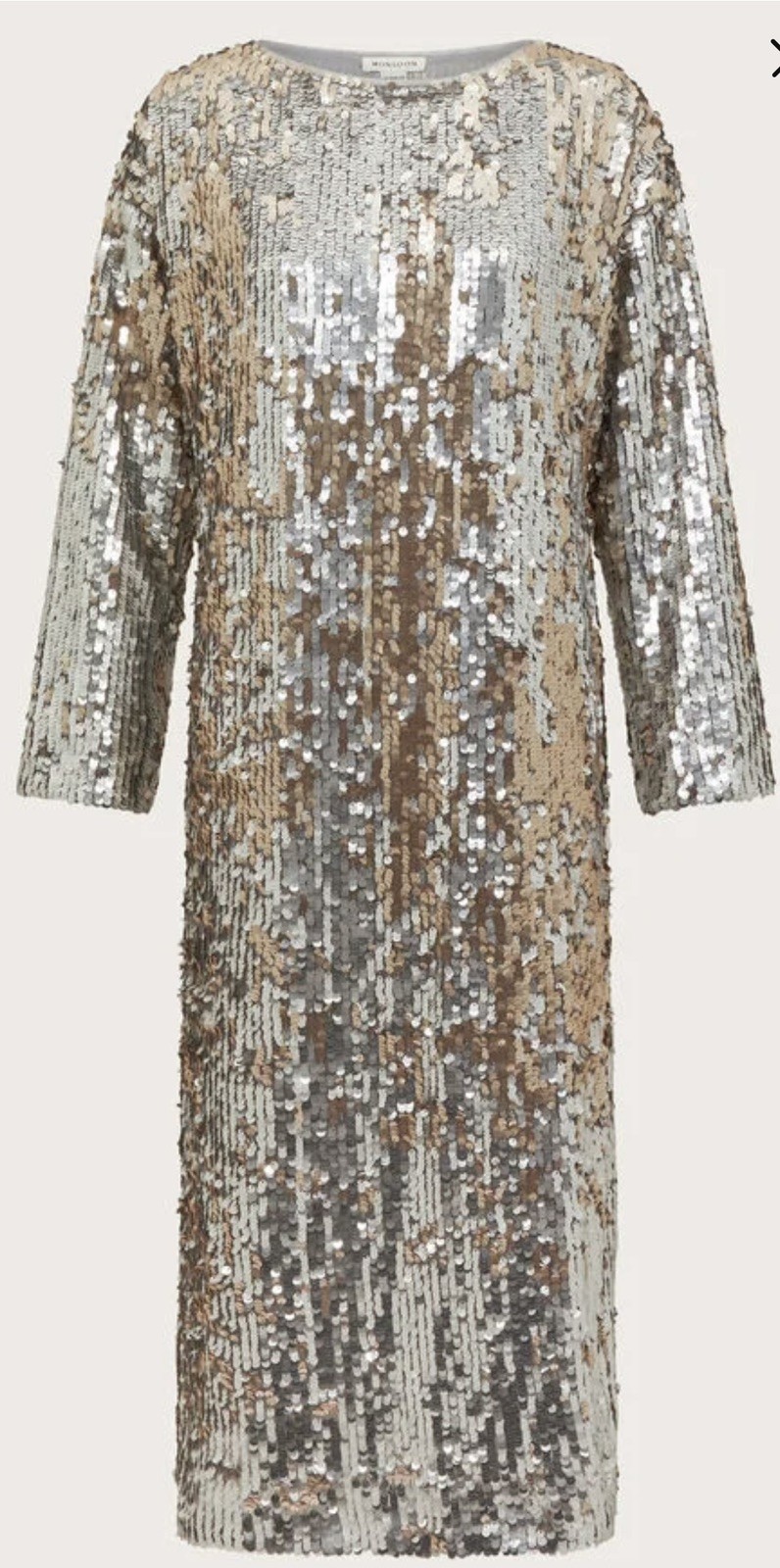 £175 New MONSOON Size 24 SILVER / GOLD SEQUIN DRESS BNWT