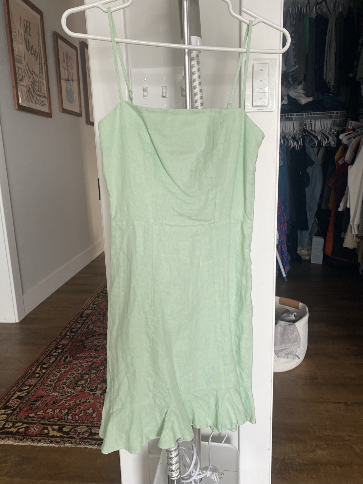 Other Stories 100% Linen Sea foam Green Mini Dress