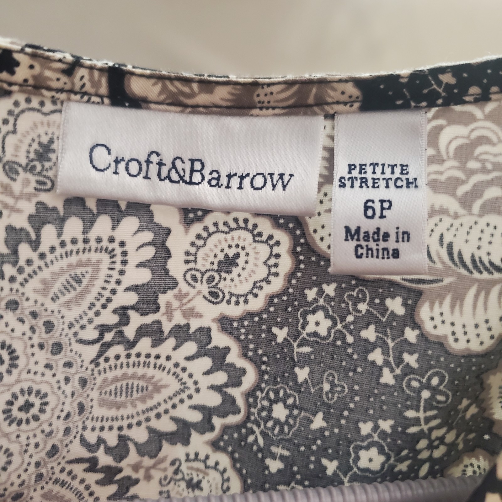 Croft & Barrow Black Brown & Beige Floral Sleeveless Dress Sz 6P Resortwear