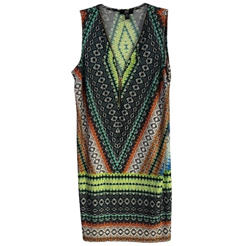 JBS Dress PM Multicolor Shift Geometric Zipper Sleeveless Bold Modern Colorful