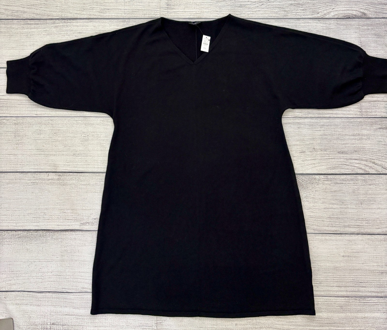 TALBOT’S NWT Womens XL Petite Black 100% Pure Merino Wool V-Neck Dolman Dress